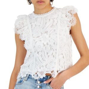 Lucy Paris White Heidi Lace Sleeveless Top